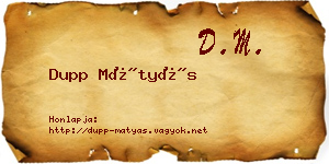 Dupp Mátyás névjegykártya